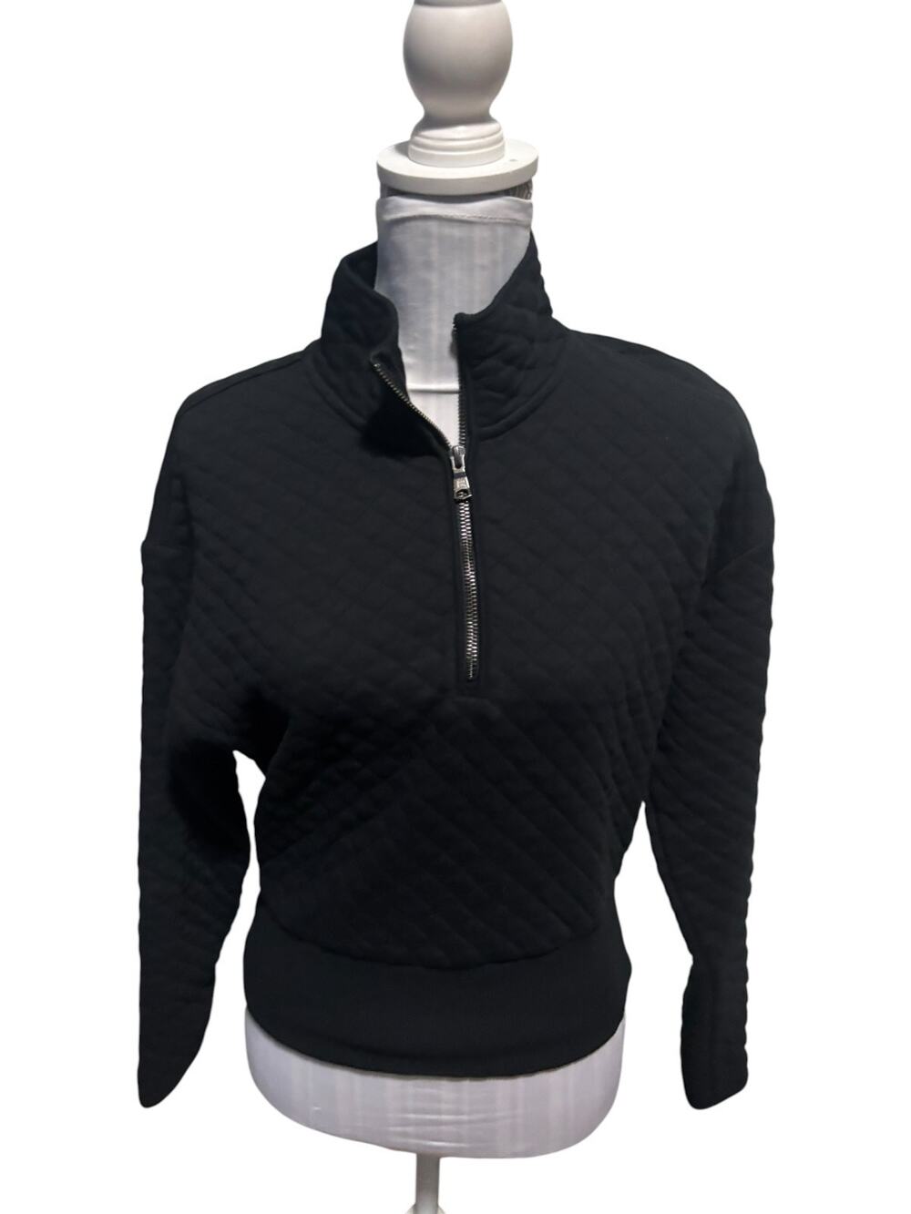 Banana Republic Black Half-Zip Quilted Sweatshirt Size XS